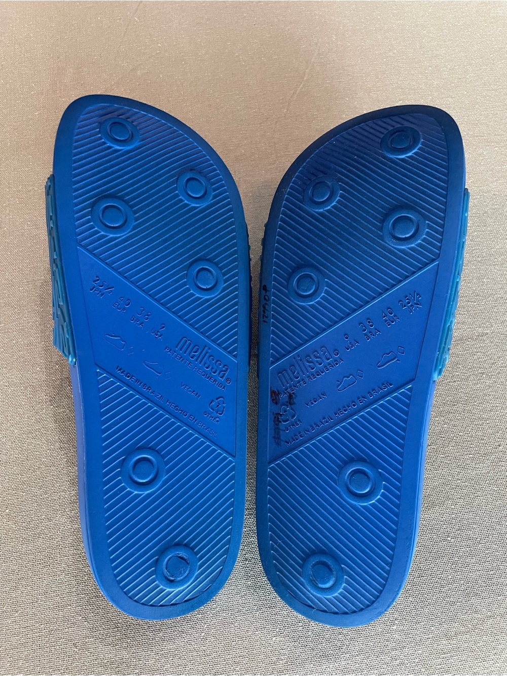 Melissa x Marc Jacobs Royal Blue Logo Jelly Slides Designer Athleisure - Picture 4 of 6